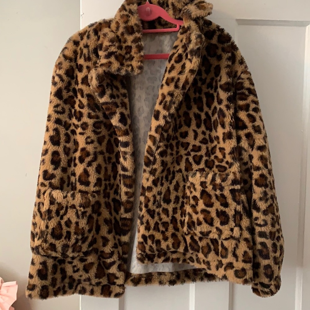 Cheetah print teddy jacket